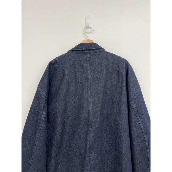 Rag & Bone Mercer Denim Dark Wash Chore Jacket Cotton Patch Pockets Designer XL - Picture 5 of 12